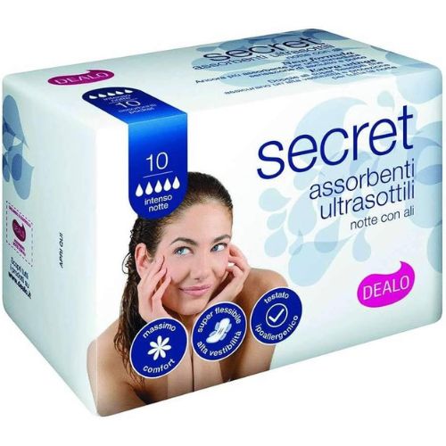 Dealo secret assorbenti ultra notte con ali x10