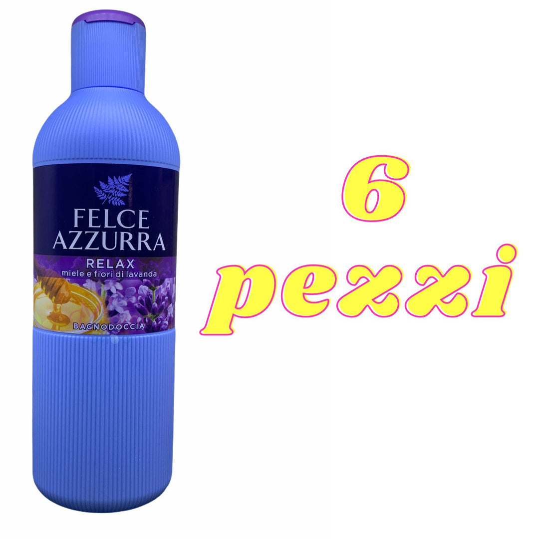 Felce azzurra bagno doccia relax con miele e fiori di lavanda 650 ml - Set da 6 pz -