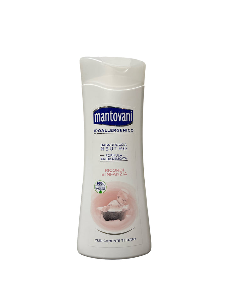 Mantovani bagno doccia neutro dermoprotettivo ricordi d'infanzia con olio di mandorla e profumo di baby talco 400 ml