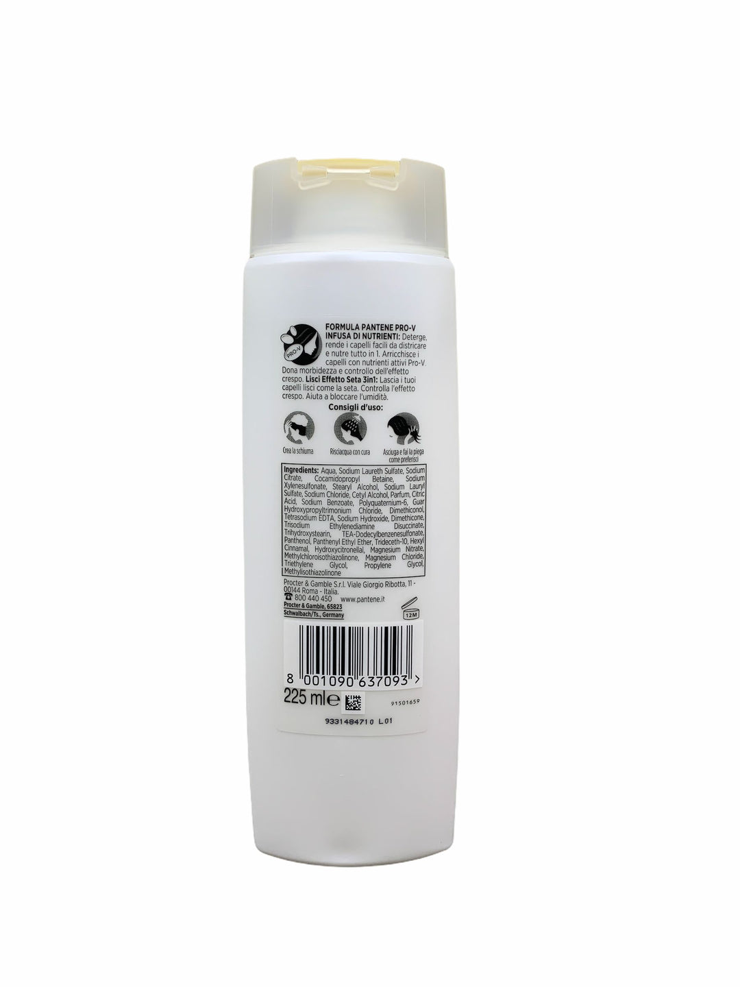 Pantene shampoo 3in1 lisci effetto seta 225 ml