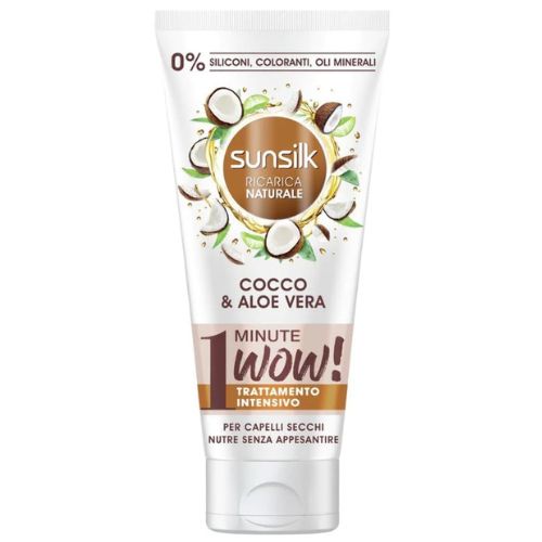 Sunsilk ricarica naturale trattamento 1 minute con cocco e aloe vera per capelli secchi 180 ml