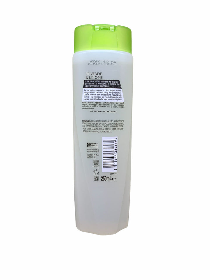 Sunsilk shampoo ricarica naturale tè verde e limone capelli grassi 250 ml