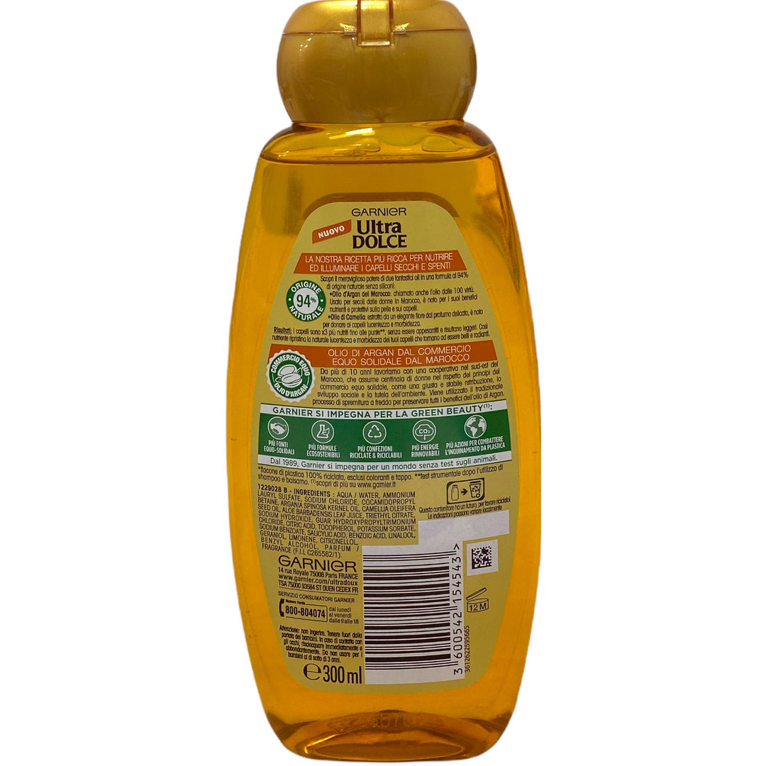 Ultra dolce shampoo nutriente con oli meravigliosi argan e camelia per capelli secchi e spenti 300 ml